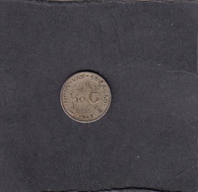 Beschrijving: 1/10 Gulden WILHELMINA